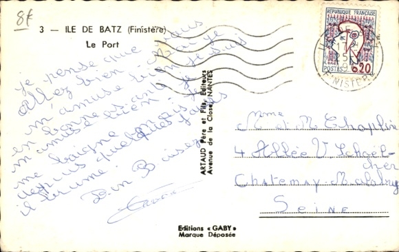 Postcard Île de Batz Finistère, harbour