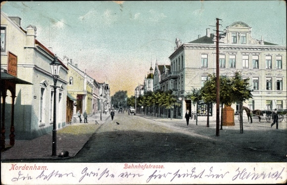 Postcard Nordenham in Oldenburg Lower Saxony, Bahnhofstrasse