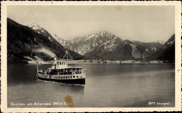 KP Pertisau Eben am Achensee w Tyrolu, parowiec, góry