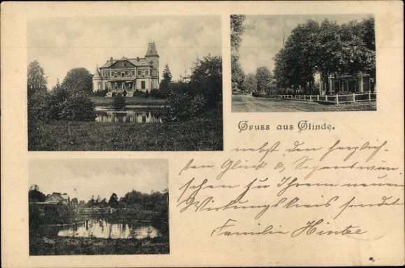 Postcard Glinde in Schleswig Holstein, castle, town views