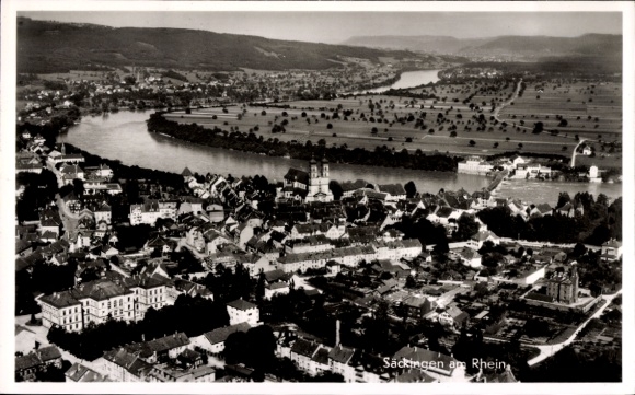 Postcard Bad Säckingen on the High Rhine, aerial photograph