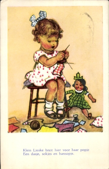 Postcard Girl Knitting, Sewing Kit, Doll