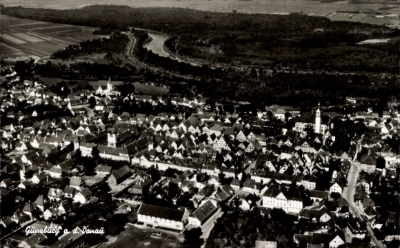 Postcard Günzburg on the Danube Swabia, aerial photograph