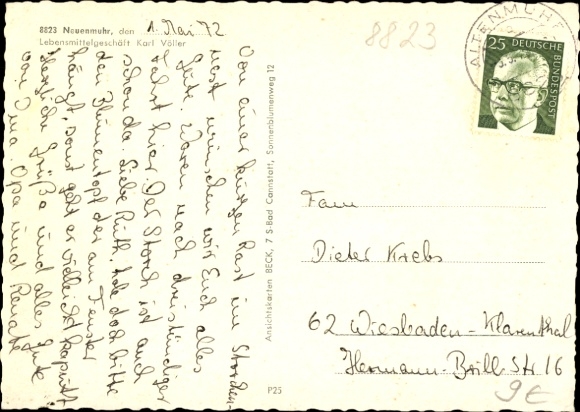 Postcard Neuenmuhr Muhr am See Middle Franconia, partial views, street section, church, inn