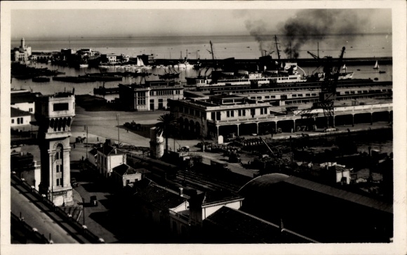 Ak Algier Alger Algerien, Les Gares Maritimes, Batiments des Compagnies Transatlantique et Mixte