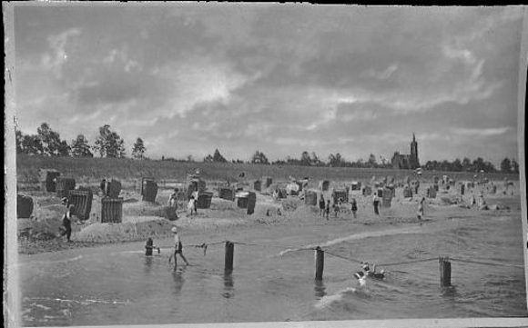 24 Negative Berg-Dievenow in Pommern, Promenade, Strand, Steg, Segelboot