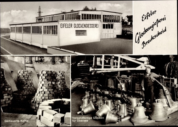 Postcard Brockscheid in the Eifel, Eifel bell foundry Johannes Mark, bell foundry, brick cores