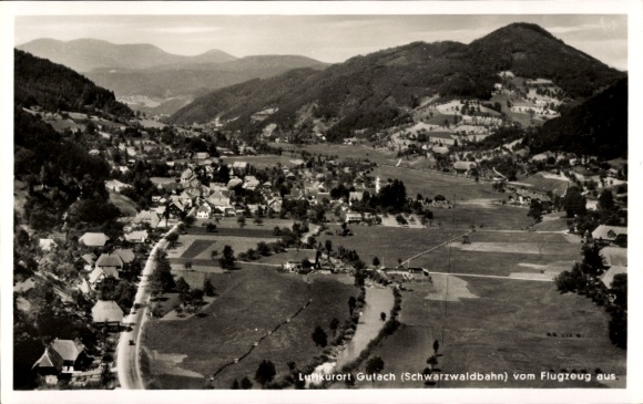 Postcard Soest View of the Patroklidom, view of the climatic health resort Gutach in the Black Forest from the plane...