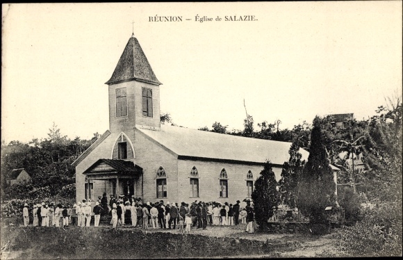 Postcard Reunion, Church of Salazie, mass