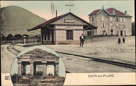 Postcard Raon sur Plaine Lorraine Vosges, train station