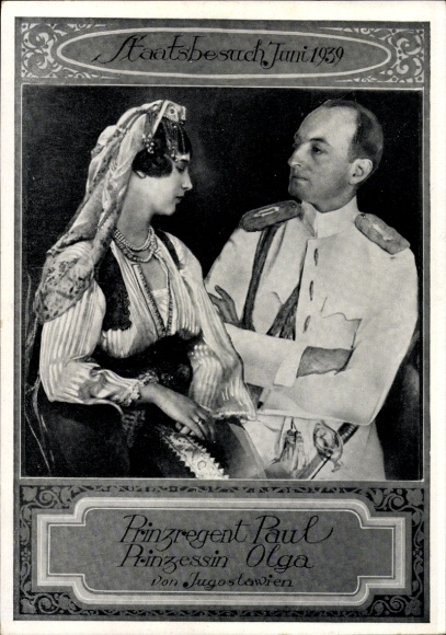 Ak Staatsbesuch 1939, Prinzregent Paul und Prinzessin Olga von Jugoslawien