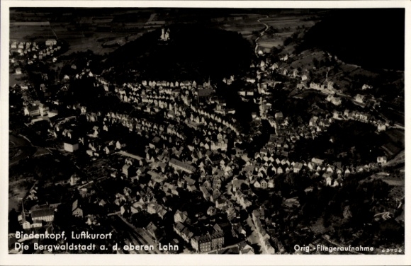 Postcard Biedenkopf on the Lahn, aerial photograph