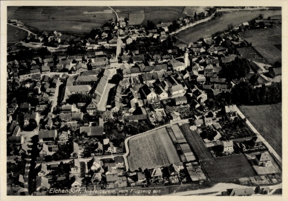 Postcard Eichendorf in Lower Bavaria, aerial photograph