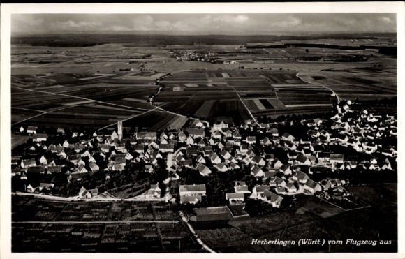Postcard Herbertingen in Württemberg, aerial photograph