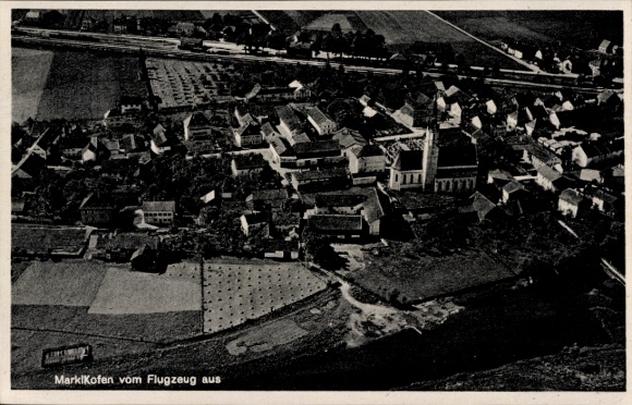Postcard Marklkofen Lower Bavaria, aerial photograph