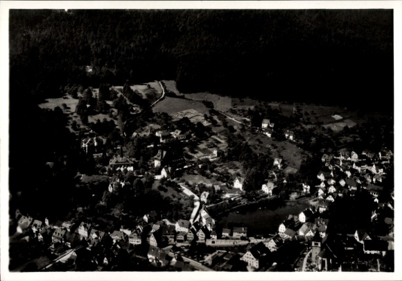 Postcard Bad Liebenzell in the Black Forest, aerial photograph