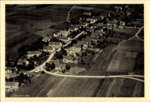 Postcard Heretshofen Herretshofen Kirchhaslach Unterallgäu, aerial photograph