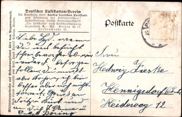 Artists Postcard Schulze, Hans Rudolf, military biplane on an exploratory trip over the Argonne Forest