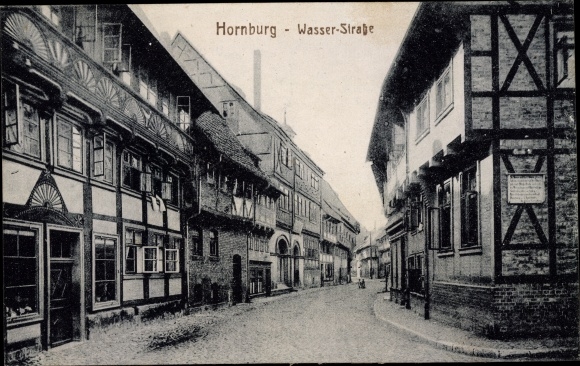 Postcard Hornburg Schladen Werla Lower Saxony, waterway, half-timbered houses