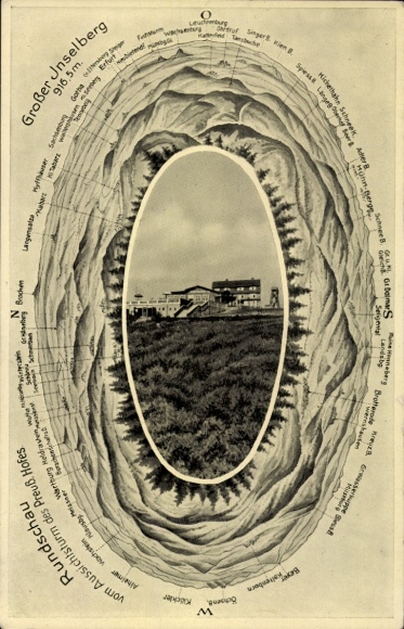 Postcard Brotterode in Thuringia, Großer Inselberg, observation tower, 916.5 m, landscape...