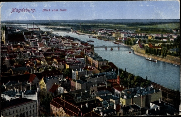 Postcard Magdeburg an der Elbe, view from the cathedral