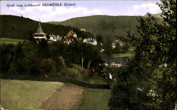 Ak Neumühle an der Elster Greiz in Thüringen, Panorama