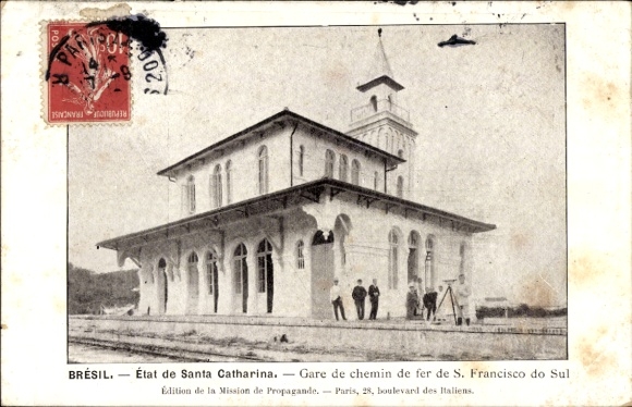 Ansichtkaart Sao Francisco do Sul Brazilië, treinstation