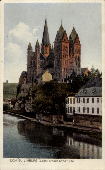 Ak Limburg an der Lahn, Dom zu Limburg, erbaut 1214, Fluss,  Architektur