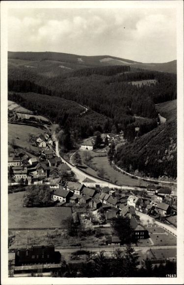 Postcard Stutzhaus Luisenthal in the Thuringian Forest, view from Kienberg