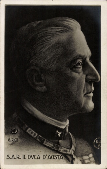 Ak SAR Il Duca d'Aosta, Portrait, Profilansicht