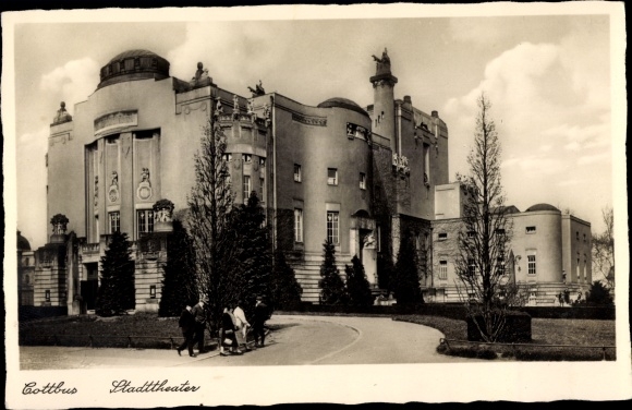 Postcard Cottbus Niederlausitz, Stadttheater