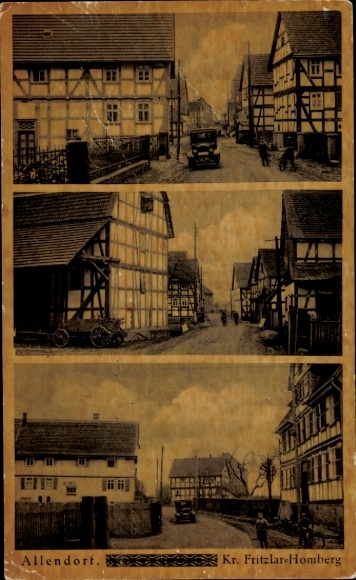 Ak Allendorf Frielendorf, stadsgezicht met oude vakwerkhuizen