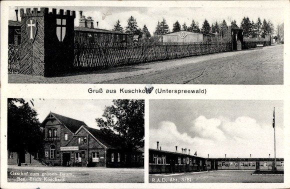 Postcard Kuschkow in the Spreewald, Inn at the Green Tree, owner Erich Koschack, RAD Department 3/81