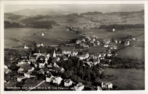Ak Weiler Simmerberg in Schwaben, Fliegeraufnahme