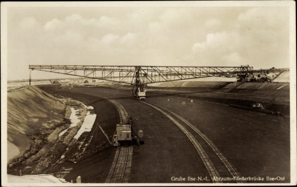 Postcard Bückgen Großräschen in Lower Lusatia, Ilse pit, spoil conveyor bridge Ilse Ost, opencast mine