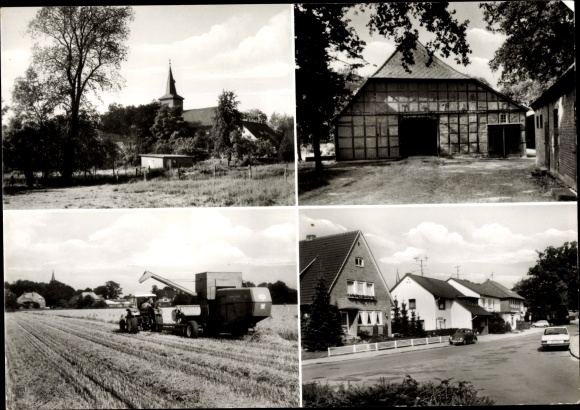 PC Himbergen in the Lüneburg Heath, part of the street, farmhouse, field