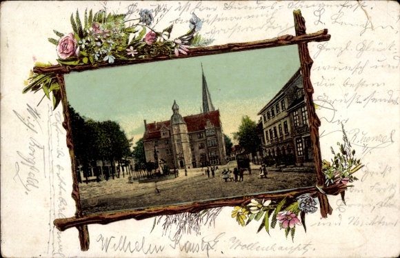 Passepartout Postcard Alfeld an der Leine, town hall