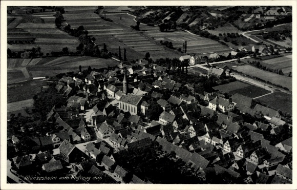 Postcard Münzesheim Kraichtal in Baden, aerial photograph