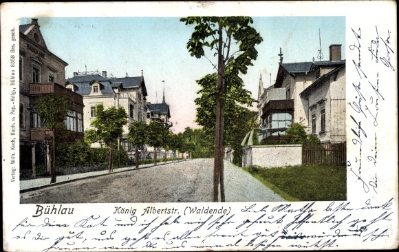 Postcard Dresden Bühlau, king Albert Straße, Waldende