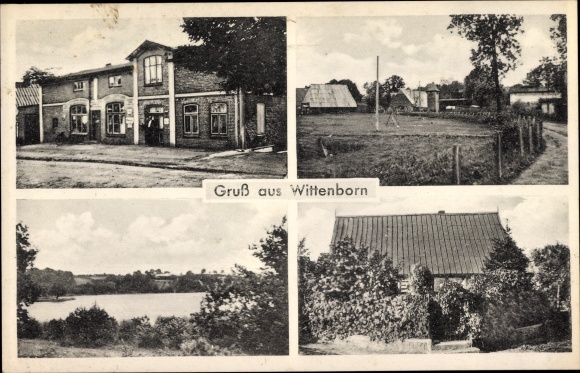 Postcard Wittenborn in Schleswig Holstein, business, place, lake