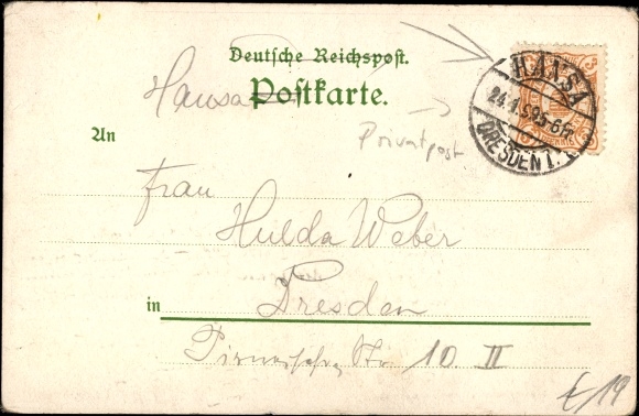 Litho Dresden centrum oude stad, 50e verjaardag van de Duitse kelnersvereniging Saxonia 1898