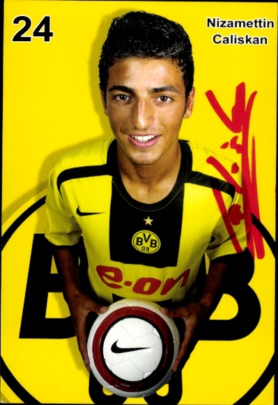 Autograph card footballer Nizamettin Caliskan, BVB 09, Borrussia Dortmund, autograph