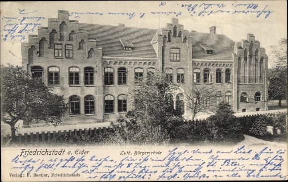 Ak Friedrichstadt an der Eider Nordfriesland, Luth. Bürgerschule