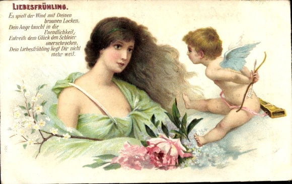 Postcard Dresden Schönfeld Weißig Malschendorf, A young woman with brown hair and a small...