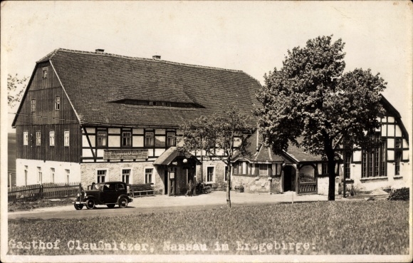 Foto Ak Nassau Frauenstein im Erzgebirge, Gasthof Claußnitzer
