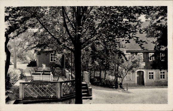Ak Ohorn in Saksen, Buschmühle Terras, idyllische excursiebestemming, Bode, Gondelvijver, Tonzdiele