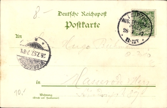 Chromo-Litho Leipzig, Saxon-Thuringian Industrial and Trade Exhibition 1897, Town Hall, Naschmarkt