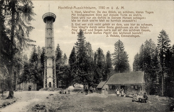 KP Emmendingen im Breisgau Baden, wieża widokowa Hochfirst, 1190 m, wieża widokowa, wiersz