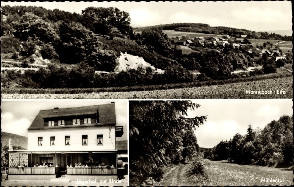 Ak Mannebach Eifel, Jägerhof zur Linde, Mühlental, Ort