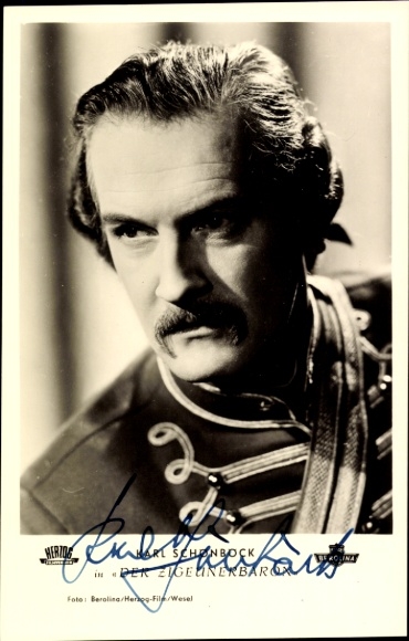 Postcard actor Karl Schönböck, The Gypsy Baron, portrait, autograph